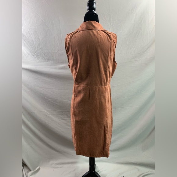 Rust Double-breasted Waterfall Collar Trench Vest - Picture 9 of 9